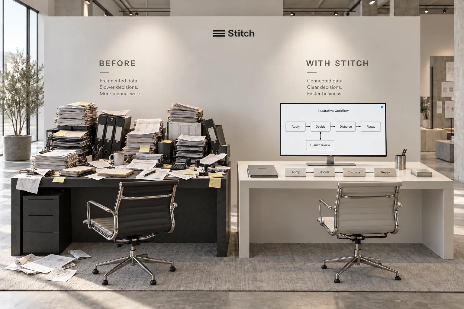 The Underwriter’s Desk. Proposed Stitch experience visualization.